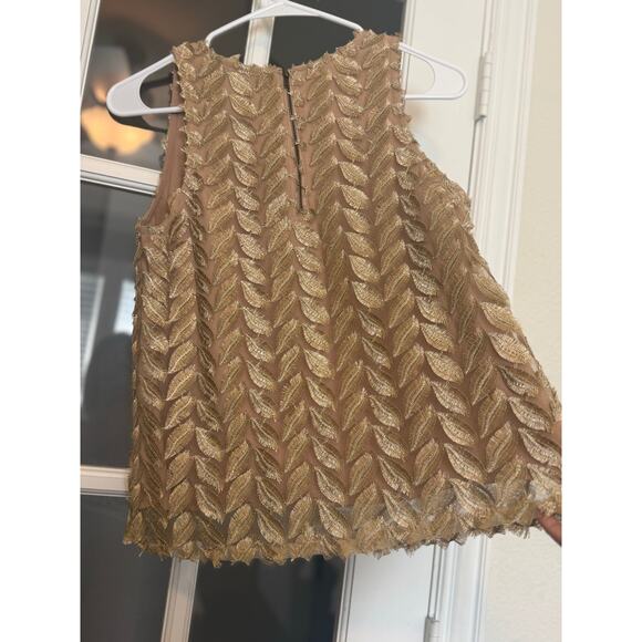 Anthropologie Sunday in Brooklyn Gold Leaf Pattern Sleeveless Top Small - Picture 9 of 16